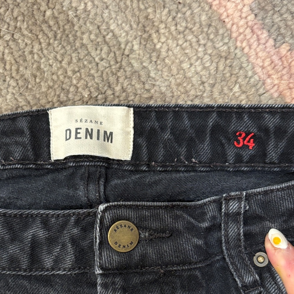 Sezane Black Straight Leg Button Fly Women's Jeans - Picture 2 of 9